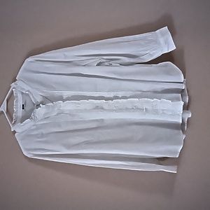 Old Navy Ruffle-Trimmed Pintucked Collarless Tuxedo Shirt for Women